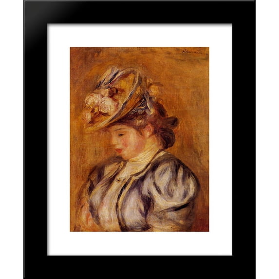 Girl in a Flowery Hat 20x24 Framed Art Print by Renoir, Pierre Auguste