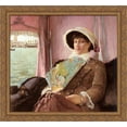 thumbnail image 1 of Girl in a Gondola 32x28 Large Gold Ornate Wood Framed Canvas Art by Georg Pauli, 1 of 2