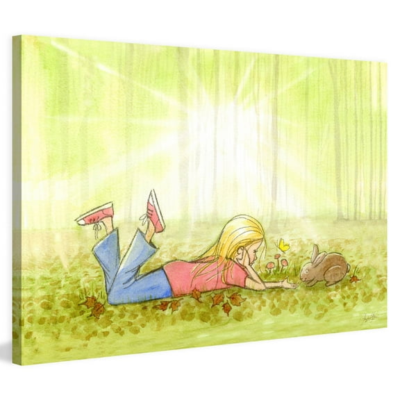 "Girl in the Woods" Painting Print on Wrapped Canvas