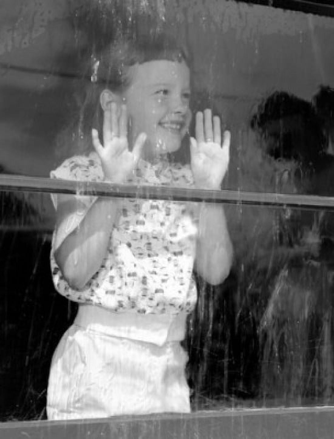 Girl looking through window Canvas Art - (18 x 24)