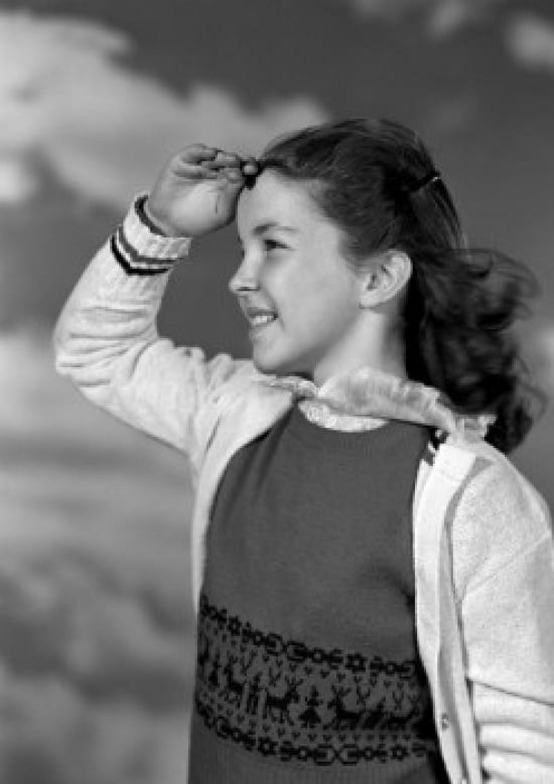 Girl looking up at clouds Canvas Art - (24 x 36)