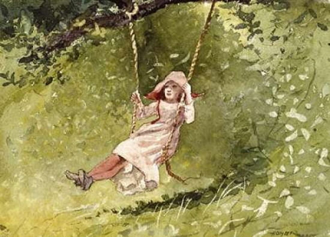 Girl on a Swing Canvas Art - Winslow Homer (18 x 24)