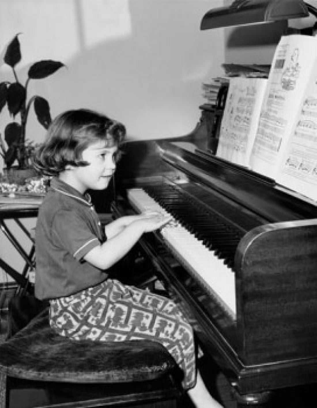Girl playing a piano Canvas Art - (24 x 36)