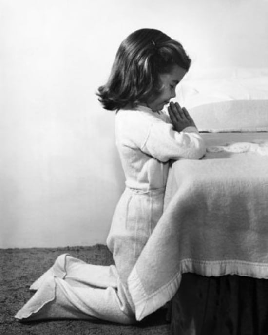 Girl praying before bedtime Canvas Art - (24 x 36)