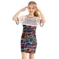 thumbnail image 1 of Girl's 2 Piece Dresses Outfits Short Sleeve Mesh Crop Top Tee + Graffiti Print Cami Dress Set, 6-14 Years, 1 of 9