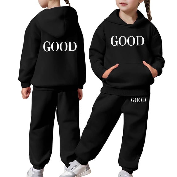 Girl's 2 Piece Pullover Sweatshirt Set Child Toddler Boys Long Sleeve Solid Warm Hoodie Pullover Pants Kids Outfits Sweat Sweatsuits 2-3 Years