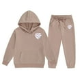 thumbnail image 1 of Girl's 2 Piece Pullover Sweatshirt Set Heart Baseball Print Hoodie Set Two Piece Set Long Sleeve Hoodie And Sweatpants Fashion Sweatshirts and Sweatpants 2-3 Years, 1 of 9