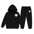 thumbnail image 1 of Girl's 2 Piece Pullover Sweatshirt Set Heart Baseball Print Hoodie Set Two Piece Set Long Sleeve Hoodie And Sweatpants Fashion Sweatshirts and Sweatpants 2-3 Years, 1 of 5