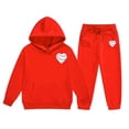 thumbnail image 1 of Girl's 2 Piece Pullover Sweatshirt Set Heart Baseball Print Hoodie Set Two Piece Set Long Sleeve Hoodie And Sweatpants Fashion Sweatshirts and Sweatpants 8-9 Years, 1 of 5