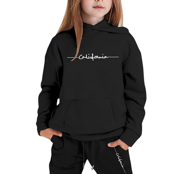 Girl's 2 Piece Pullover Sweatshirt Set Outfits Hoodies Letter Print Sweatshirt And Fall Winter Outfits 3-4 Years