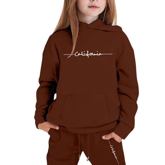 Girl's 2 Piece Pullover Sweatshirt Set Outfits Hoodies Letter Print Sweatshirt And Fall Winter Outfits 5-6 Years