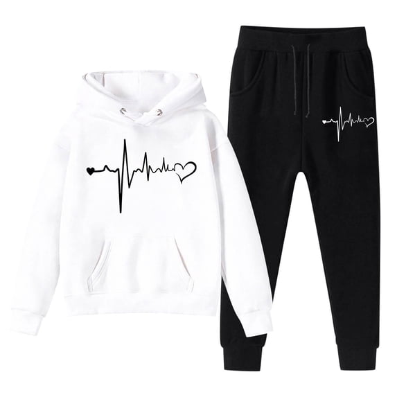 Girl's 2 Piece Pullover Sweatshirt Set Sweatshirt Kids Boys Kids Hooded Tracksuit Unisex Two Piece Outfits Hoodie Sweatshirt Sweatpants Set Fall Tracksuit 3-4 Years