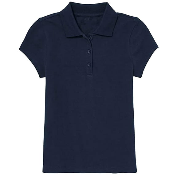 Girl's 3-Button Short Sleeve Stretch Pique Polo Shirts School Uniform (4-20)