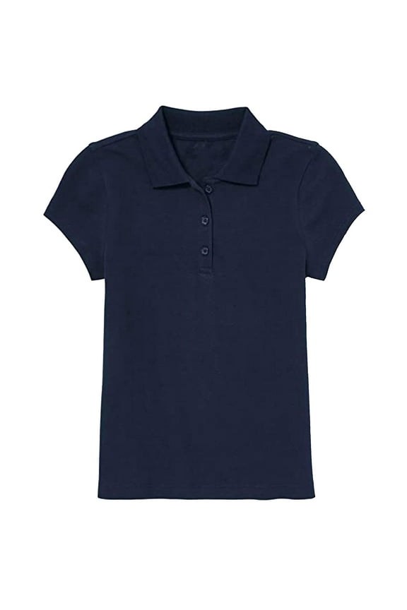 Girl's 3-Button Short Sleeve Stretch Pique Polo Shirts School Uniform (4-20)