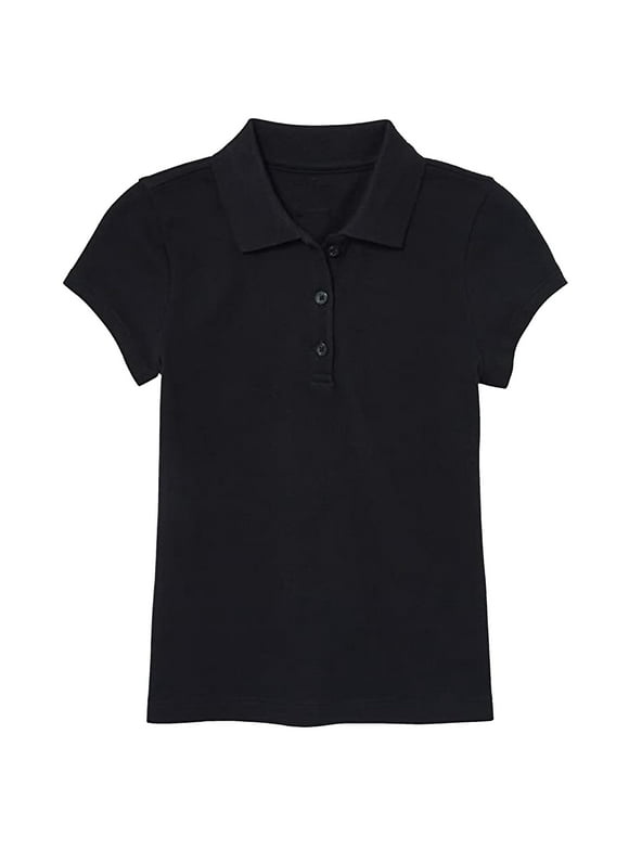Girl's 3-Button Short Sleeve Stretch Pique Polo Shirts School Uniform (4-20)
