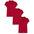 thumbnail image 1 of Girl's 3-Pack Short Sleeve Stretch Pique Polo Shirt (Sizes, S-2XL), 1 of 4