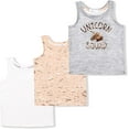 thumbnail image 1 of Girl's 3-Pack Unicorn Squad Graphic Tank Tops - White, Grey and Peach Sleeveless Shirts, 1 of 7