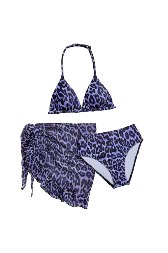 Girl's 3 Piece Bikini Bathing Suit Printed Sport Swimsuits with Shorts Cove Up Sets Teen Girl's Swimwear(2-13 Years)
