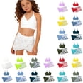 thumbnail image 1 of Girl's 3 Piece Bikini Swimsuits Printed Bathing Suit Adjustable Shoulder Straps with Cover Up Dark Green 9 Years-10 Years, 1 of 6
