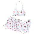 thumbnail image 1 of Girl's 3 Piece Cute Bowknot Bathing Suit Halter Triangle High Waisted Swimsuit with Beach Cover Up Skirt Modest, 1 of 7