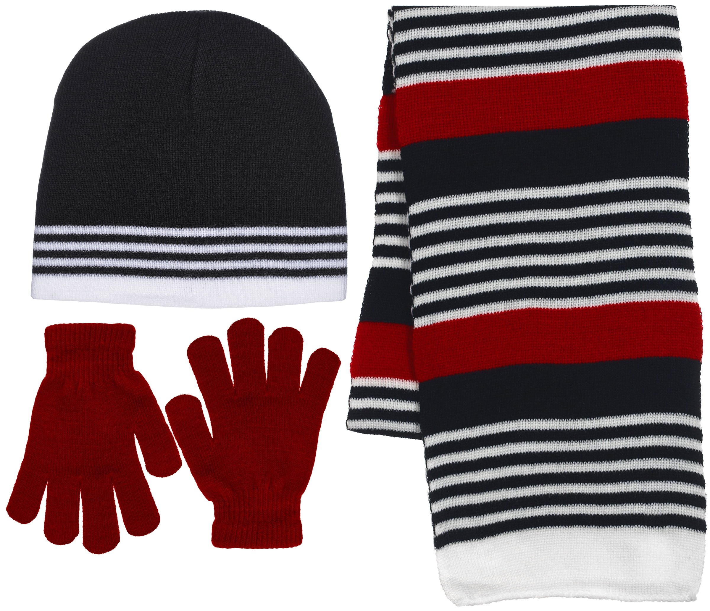 Girl's 3 Piece Knit Hat, Scarf & Gloves Set