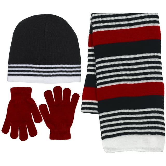 Girl's 3 Piece Knit Hat, Scarf & Gloves Set