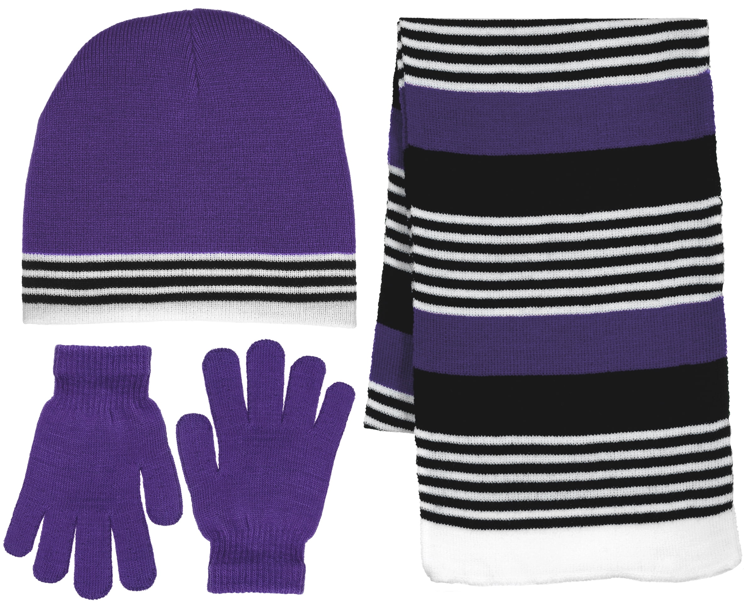 Girl's 3 Piece Knit Hat, Scarf & Gloves Set
