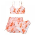 thumbnail image 1 of Girl's 3 Piece Swimsuits Print Bikini Bathing Suit Neck High Waisted Bikini Swimsuits with Skirt, 1 of 7