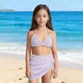 thumbnail image 1 of Girl's 3 Piece Swimsuits with Cover Up Triangle Halter High Waisted Bikini Bathing Suits Summer Beach Swimwear Purple 11 Years, 1 of 5