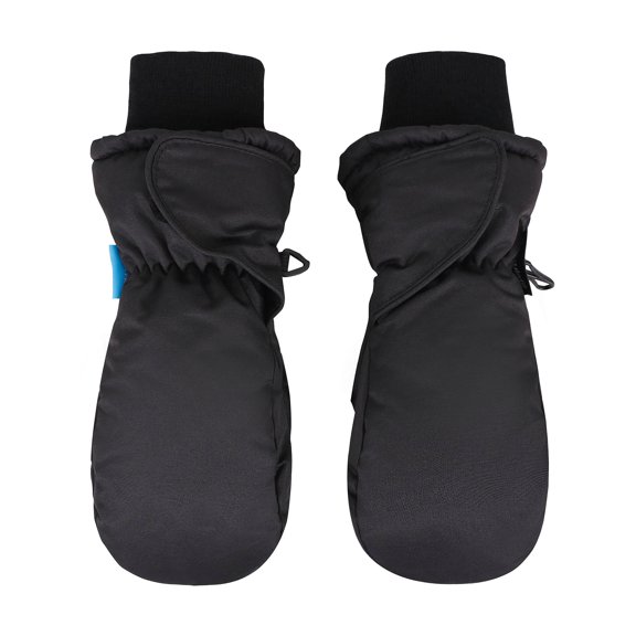 Girl's 3M Thinsulate Waterproof Winter Sports Snow Ski Mittens, Black, Age4-6