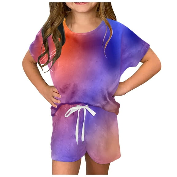 Girl's 4 Piece Outfits Summer Sleeveless Tie Knot Tank Top and Waist Girls Shorts Set Clothes Sets 4-12 YearsBoys Size 6 Clothes Summer