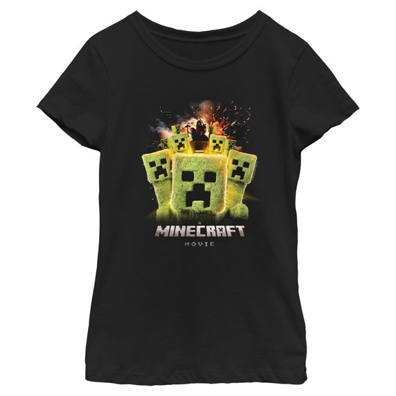 Girl's A Minecraft Movie Creepers Scene  Graphic T-Shirt