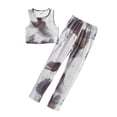 thumbnail image 1 of Girl's Activewear Set, Tie Dye Sleeveless Tank Top + Pants - Spring Summer Outdoor Casual 2-Piece Outfit (Gray,7-14), 1 of 8