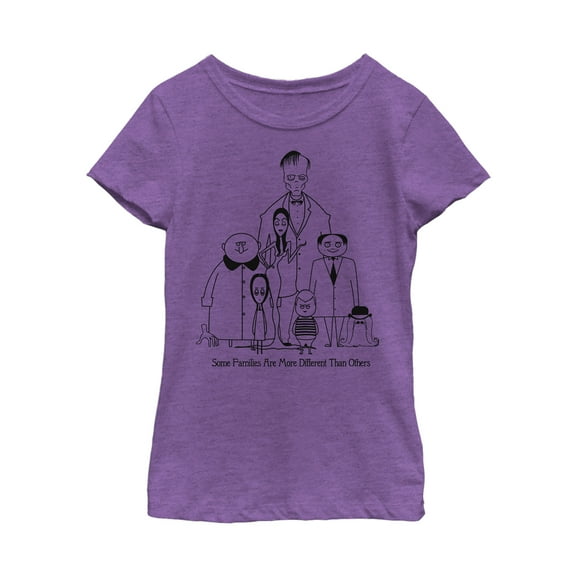 Girl's Addams Family Different Kind of Family  Graphic Tee Purple Berry X Large