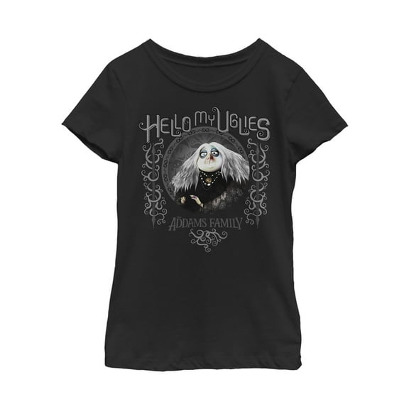 Girl's Addams Family Grandmama Hello My Uglies Graphic Tee Black X Large