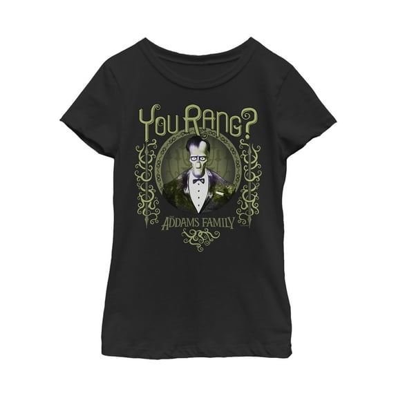 Girl's Addams Family Lurch You Rang Graphic Tee Black Medium