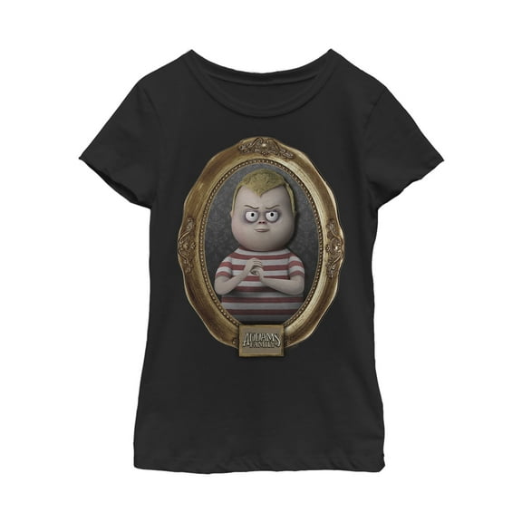 Girl's Addams Family Pugsley Classic Frame  Graphic Tee Black Large