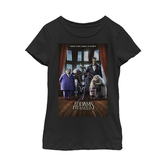 Girl's Addams Family Theatrical Poster Graphic Tee Black Small