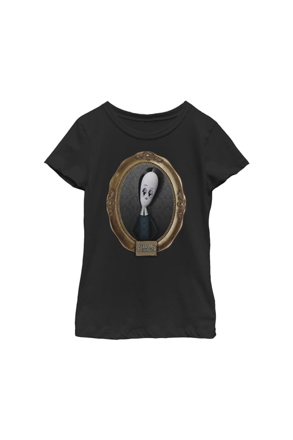 Girl's Addams Family Wednesday Classic Frame Graphic Tee Black Small