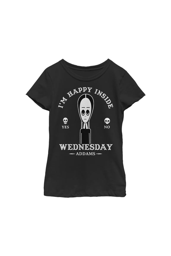 Girl's Addams Family Wednesday Happy Ouija Board Graphic Tee Black Large