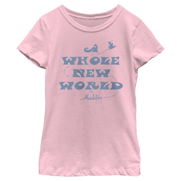 Girl's Aladdin A Whole New World Graphic Tee Light Pink Small