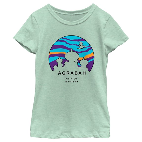 Girl's Aladdin Agrabah City of Mystery  Graphic Tee Mint Medium