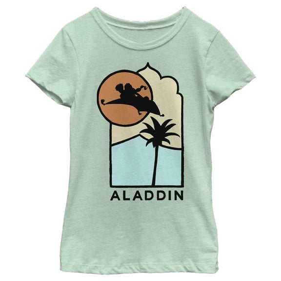 Girl's Aladdin Block Carpet Ride Graphic Tee Mint Small