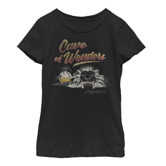 Girl's Aladdin Cave of Wonder Postcard Graphic Tee Black Medium