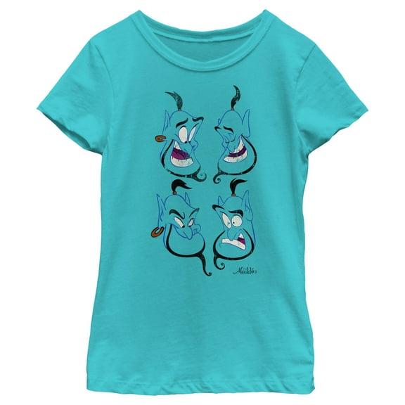 Girl's Aladdin Expressions of Genie  Graphic Tee Tahiti Blue Small