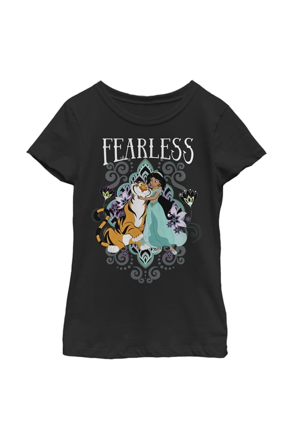 Girl's Aladdin Fearless Jasmin Graphic Tee Black Medium