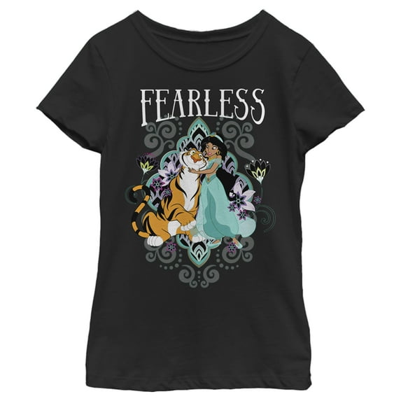 Girl's Aladdin Fearless Jasmin Graphic Tee Black X Small