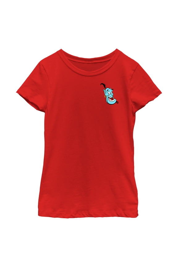 Girl's Aladdin Genie Grin Small Graphic Tee Red X Small