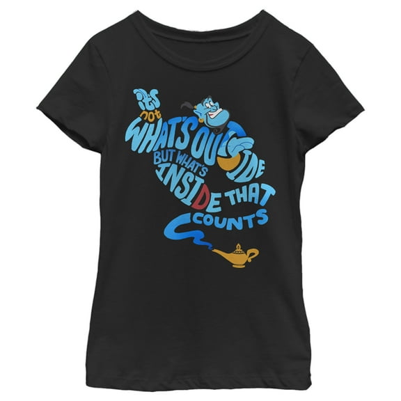 Girl's Aladdin Genie Inside Counts Graphic Tee Black Large