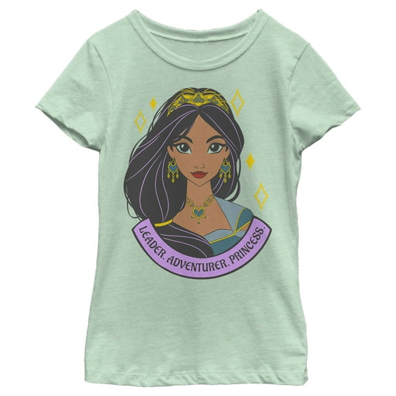 Girl's Aladdin Jasmine Leader Portrait Graphic Tee Mint Small